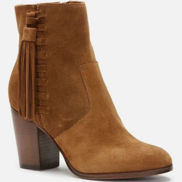 Frye Myra Tassel Lace Chestnut Leather Suede Booties 7.5 - Picture 1 of 10